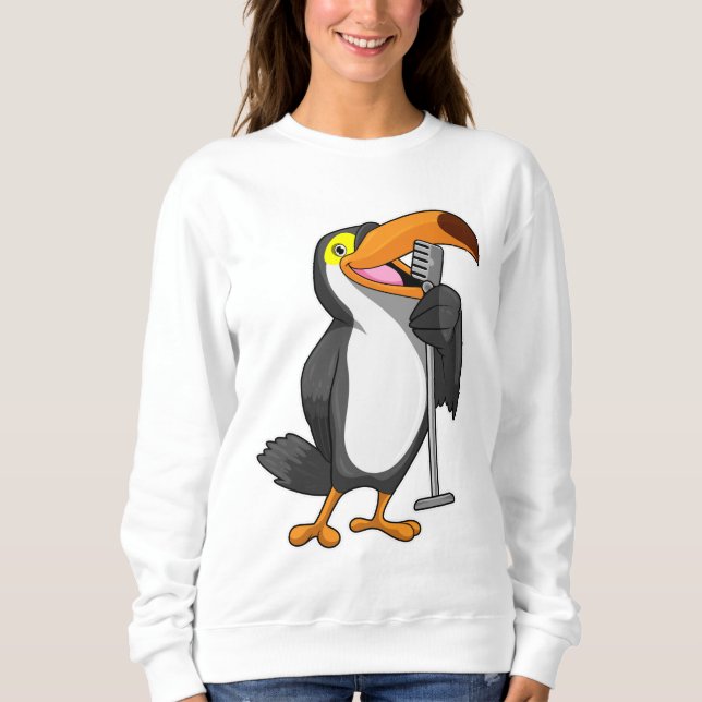 Toucan at Music with Microphone Sweatshirt (Front)