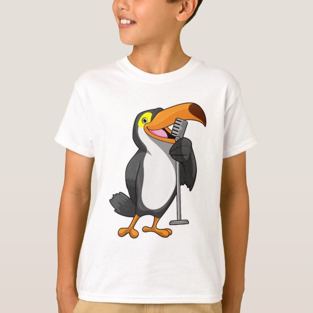 Toucan at Music with Microphone T-Shirt (Front)