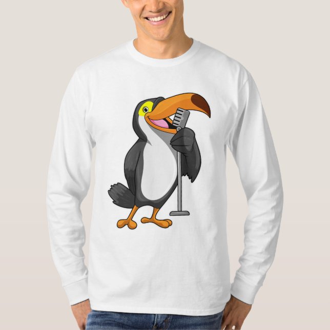 Toucan at Music with Microphone T-Shirt (Front)
