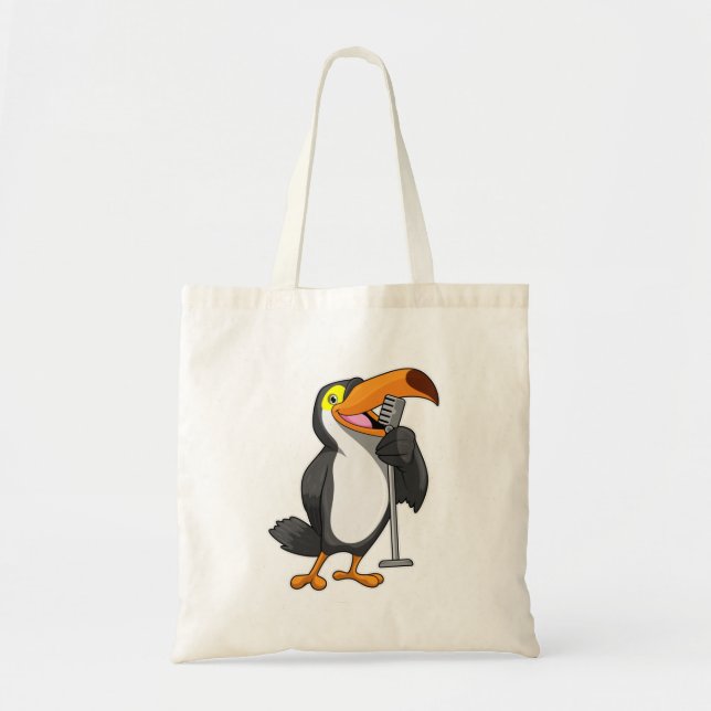 Toucan at Music with Microphone Tote Bag (Front)