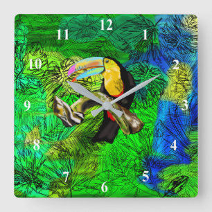 Toucan Bird - Drawing Square Wall Clock