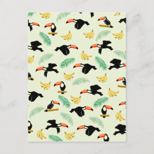 Toucan bird fruit pattern postcard