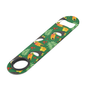 Toucan Bird Green Leave Orange Red Flower Tropical