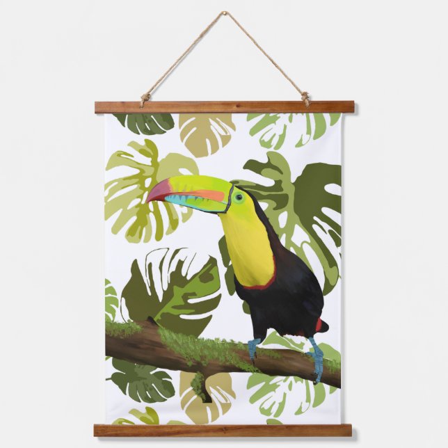 Toucan Bird In Jungle  Hanging Tapestry (Front)