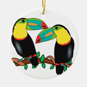 Toucan bird love art ceramic tree decoration