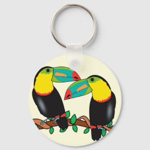 Toucan bird love art key ring