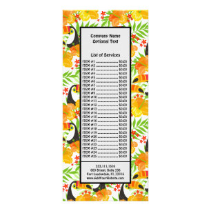 Toucan Bird Orange Flowers Green Leaves Tropical Rack Card