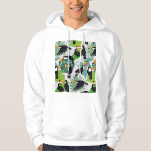 Toucan Bird: Palm Leaves Pattern Hoodie