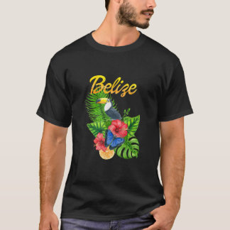Toucan Bird Tropical Flowers Belize Travel Souveni T-Shirt