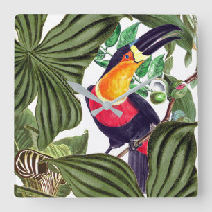 Toucan Bird Wildlife Animals Leaves Wall Clock