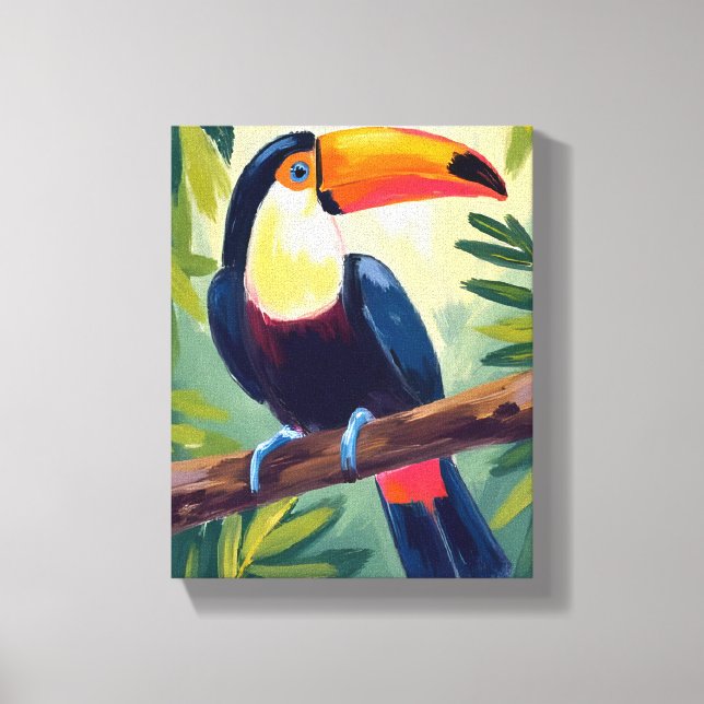 Toucan Colorful Tropical Bird Watercolor Canvas Print (Front)
