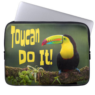 Toucan Do It! Colorful Bird Motivational Funny Pun Laptop Sleeve