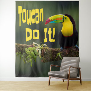 Toucan Do It! Colourful Bird Motivational Funny Pu Tapestry