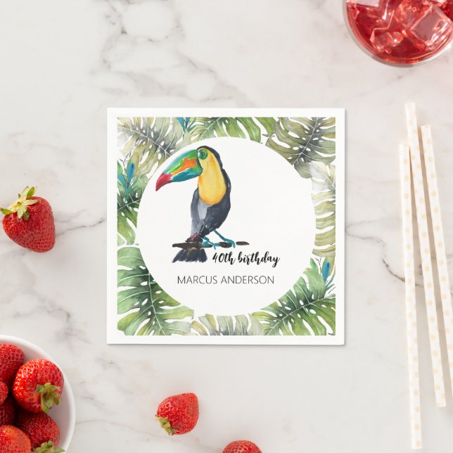 Toucan Exotic Watercolor Illustration Napkin (Insitu)