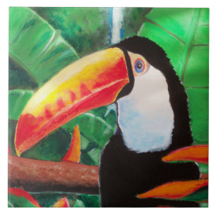 Toucan Exotic Wildlife Bird Portrait Tile Artwork