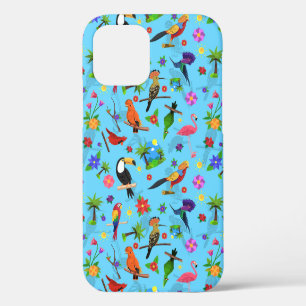 Toucan Flamingo And Arara Seamless Birds Pattern iPhone 12 Case