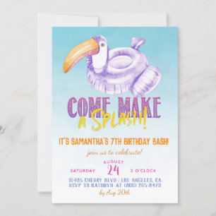 Toucan Float Pool Summer Birthday Invitation