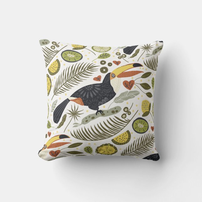 Toucan Forest Throw Pillow (Front)