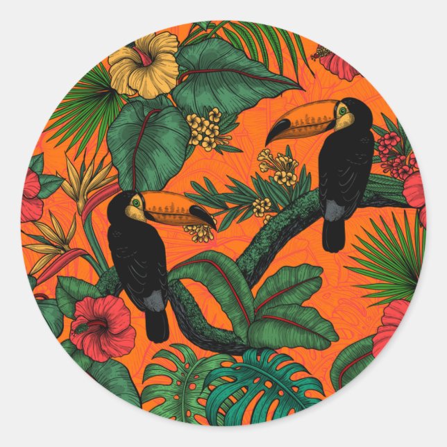 Toucan garden classic round sticker (Front)
