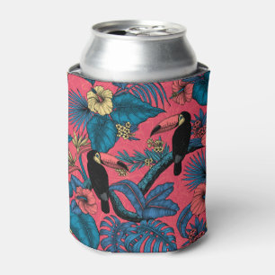 Toucan garden in red and blue can cooler