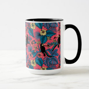 Toucan garden in red and blue mug