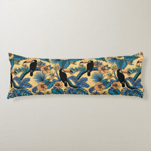 Toucan garden in yellow and blue body cushion