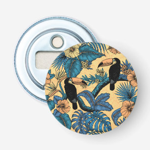 Toucan garden in yellow and blue bottle opener