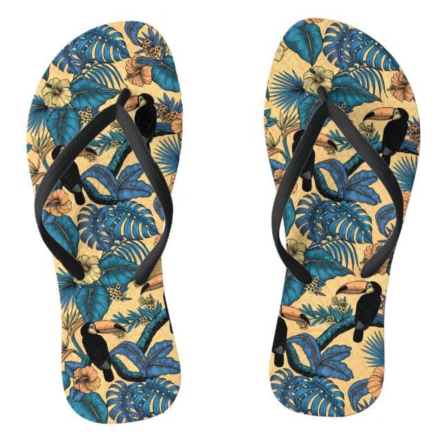 Toucan garden in yellow and blue jandals (Footbed)