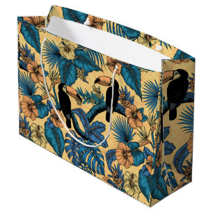 Toucan garden in yellow and blue large gift bag