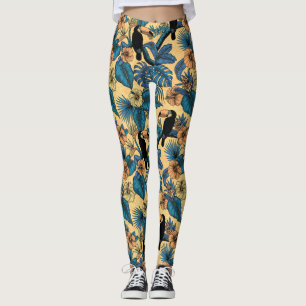 Toucan garden in yellow and blue leggings