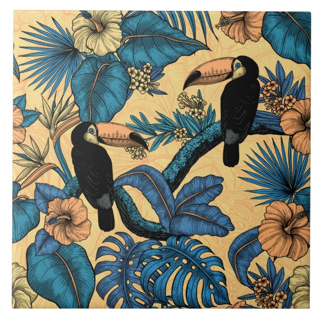 Toucan garden in yellow and blue tile (Front)