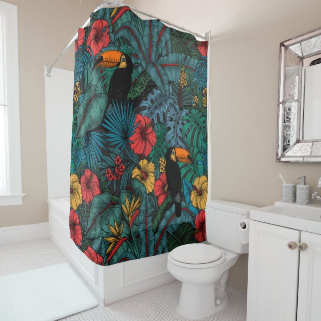 Toucan garden shower curtain (In Situ)
