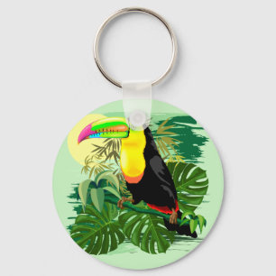 Toucan in Green Amazonia Rainforest Key Ring