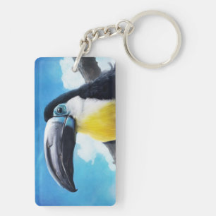 Toucan in Misty Air digital tropical bird painting Key Ring