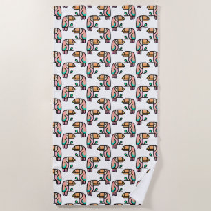 toucan jungle bird pastel rainbow cartoon pattern beach towel