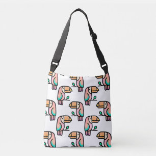 toucan jungle bird pastel rainbow cartoon pattern crossbody bag