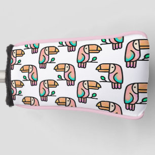 toucan jungle bird pastel rainbow cartoon pattern golf head cover