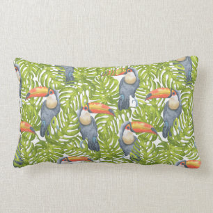 Toucan Jungle Bird Trees Pattern Lumbar Cushion