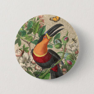 Toucan Jungle Tropical Bird Beautiful Antique 6 Cm Round Badge