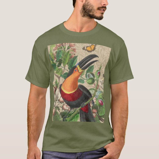 Toucan Jungle Tropical Bird Beautiful Antique T-Shirt (Front)