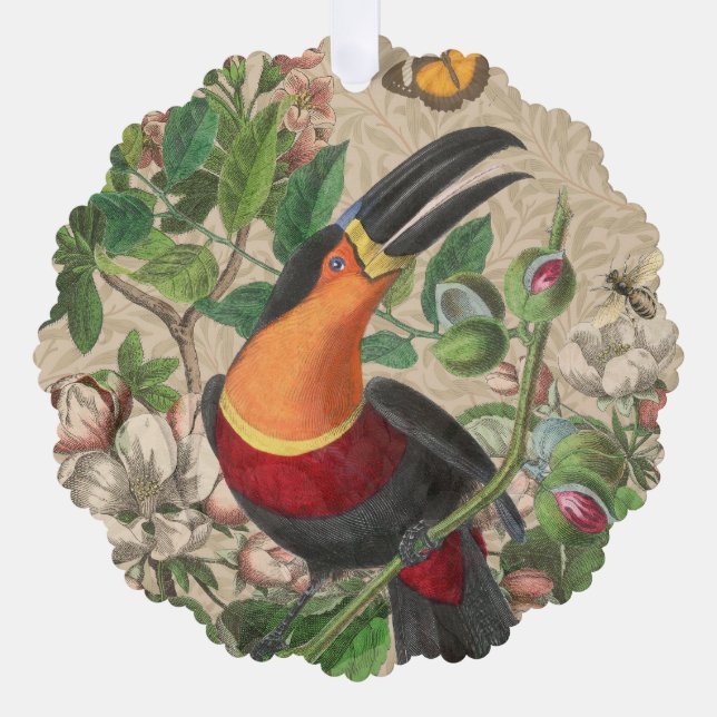 Toucan Jungle Tropical Bird Beautiful Antique Tree Decoration Card (Front)