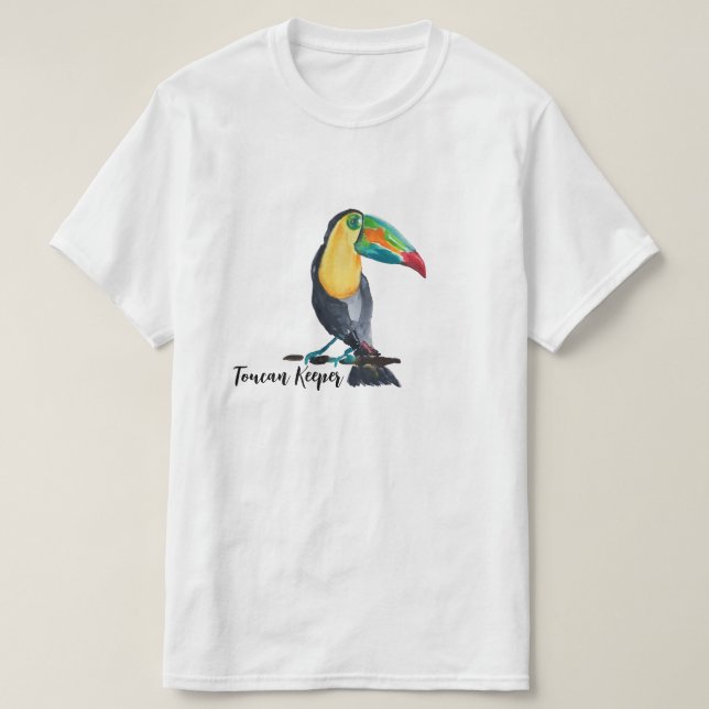Toucan Keeper Watercolor Illustration T-Shirt (Design Front)