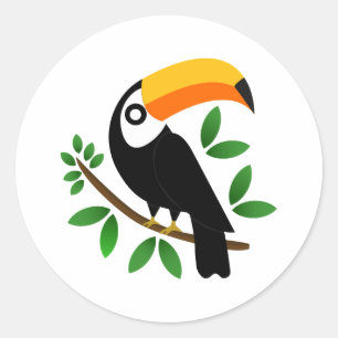 Toucan of the tropical black classic round sticker