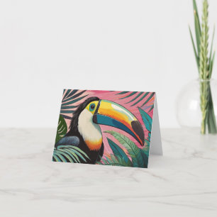 Toucan Oil Painting Pink Stationery Card