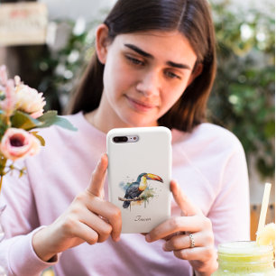 Toucan on Branch Watercolor Art, custom Case-Mate iPhone Case