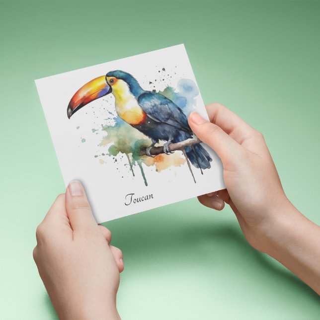 Toucan on Branch Watercolor Art, custom Holiday Card (Creator Uploaded)