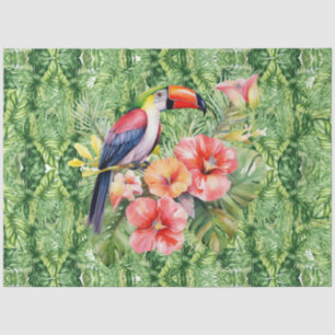 Toucan On Tropical Green Foliage Tissue Paper