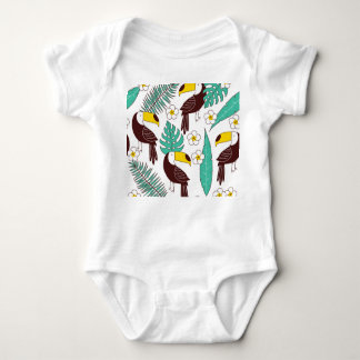Toucan Orchid Vintage Palm Pattern Baby Bodysuit