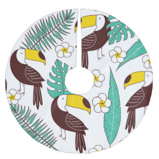 Toucan Orchid Vintage Palm Pattern Brushed Polyester Tree Skirt