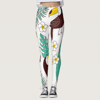 Toucan Orchid Vintage Palm Pattern Leggings